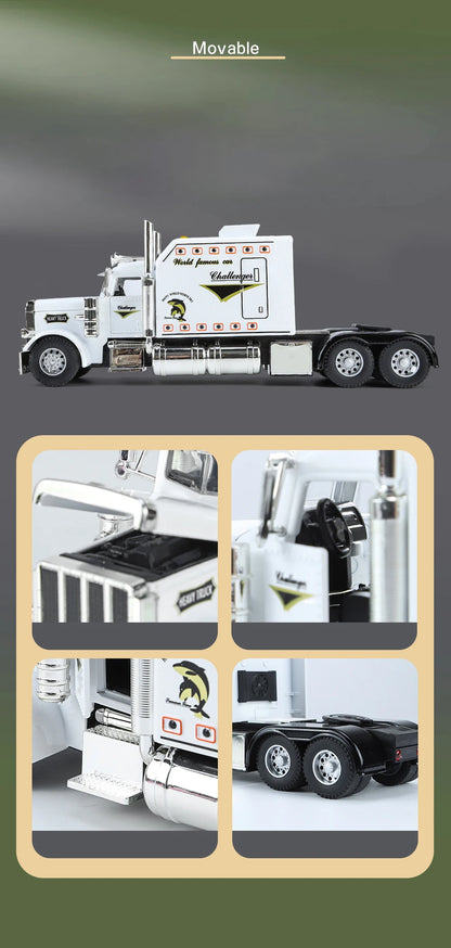 1/24 American Tractor Peterbilt 389 Alloy Simulation Diecast Model Car Collection Christmas Gifts Sound & Light Toys For Kids