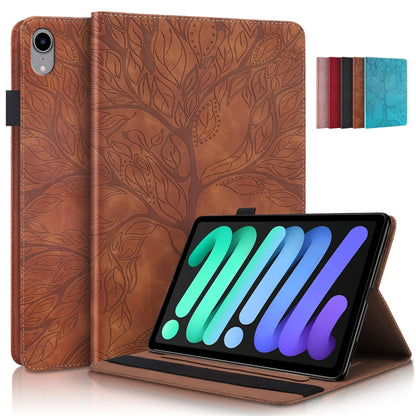 Coque for iPad Mini 7 Case 8.3" Embossed Tree PU Leather Flip Cover for Funda iPad Mini 2024 Mini 7th 6th Generation Case Cover