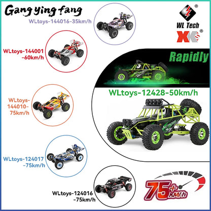 WLtoys 124016 124017 V8 75 km/h Voiture télécommandée électrique 4x4 sans balais haute vitesse tout-terrain Drift pour adultes