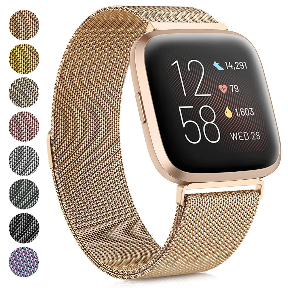 Metal Magnetic Loop Strap For Fitbit Versa 1/Versa 2/versa 3/Versa 4 Band Bracelet Wristband For Fitbit Versa Lite/Sense 2 Belt