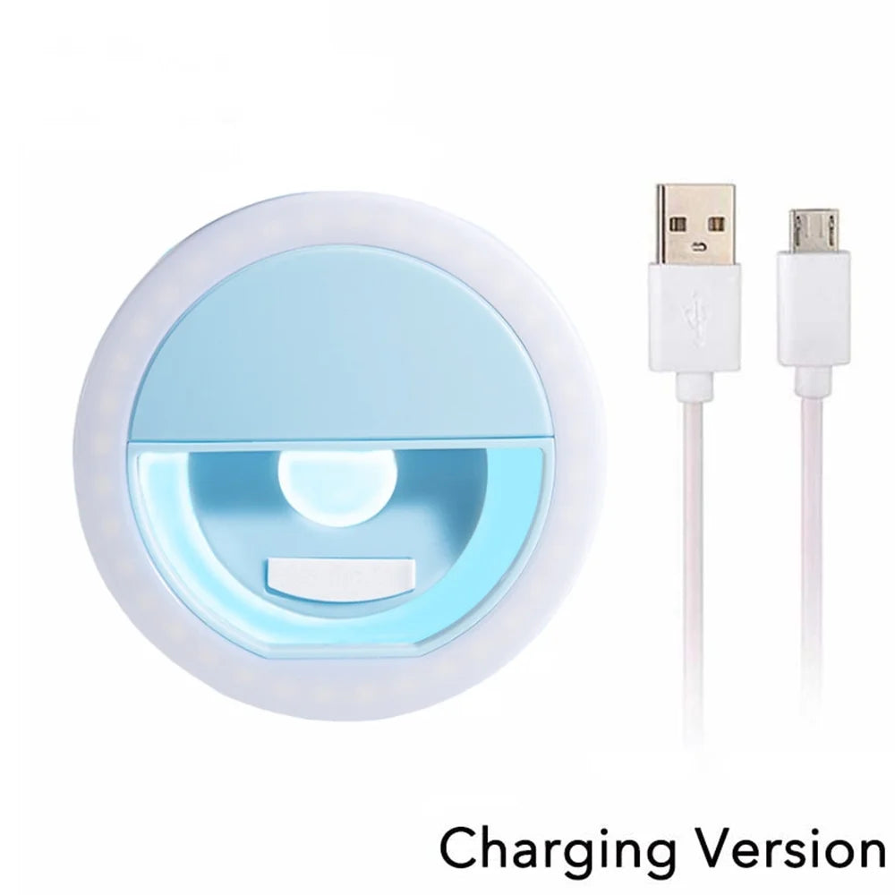 USB Charge LED Selfie remplissage lumière LED Selfie anneau lumière téléphone portable diffusion en direct vidéo LED Selfie anneau lampe pour tous les smartphones