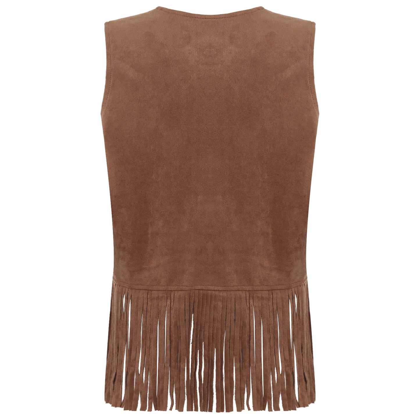 Womens Western Cowgirl 70s Disco Hippy Cosplay Costume Fringe Vest Vintage Hollow Out Tassel Tank Tops Faux Suede Waistcoat