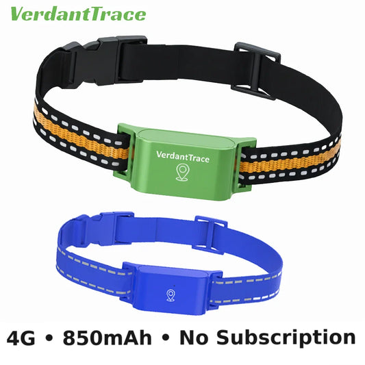 VerdantTrace 4G GPS Free Pet Tracker Collar Real Time Tracking Electronic Fence Anti Lost Cat Locator 850mah Battery Waterproof