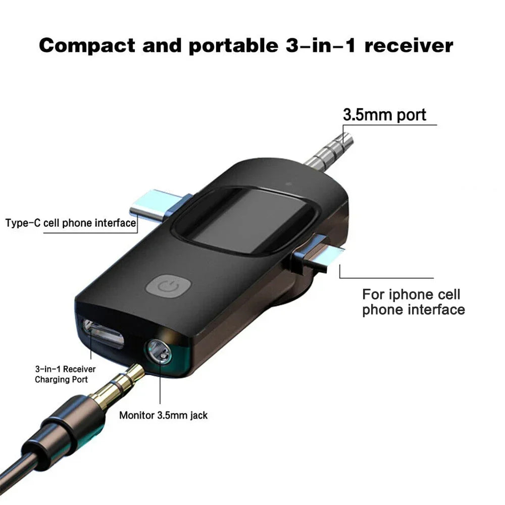 Basix professionnel 4in1 Microphone Lavalier sans fil pour iPhone Android 3.5mm pour l'enregistrement en direct suppression du bruit Mini microphon
