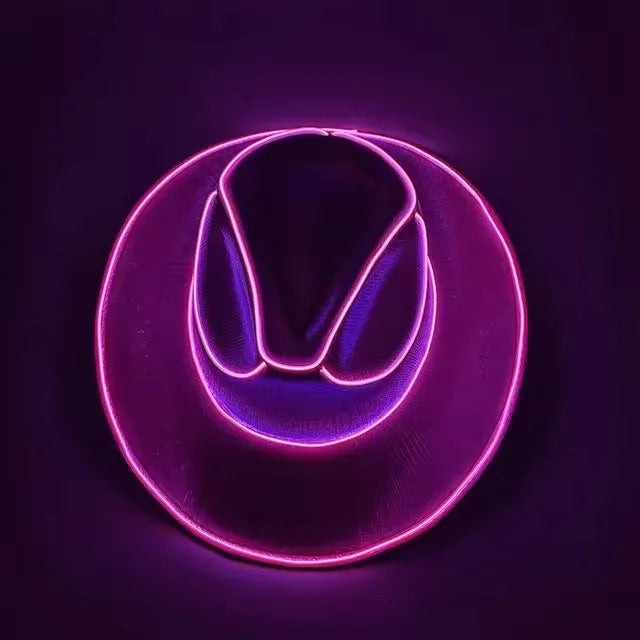 Lights Cowboy Cowgirl Hat with LED Light Up Cap Luminous Western Cowboy Hat Pearlescent Cowgirl Hat for Dancing Party Dress Up