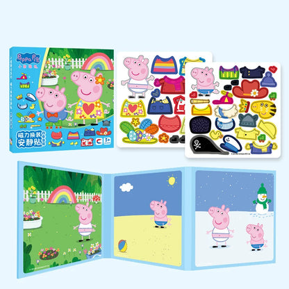 New Peppa Pig Page Dress up Magnetic Stickers Puzzle Magnetic DIY Dress up Stickers Pull up Toys Children's Christmas Gifts