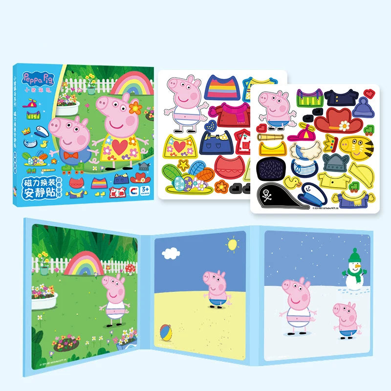 New Peppa Pig Page Dress up Magnetic Stickers Puzzle Magnetic DIY Dress up Stickers Pull up Toys Children's Christmas Gifts