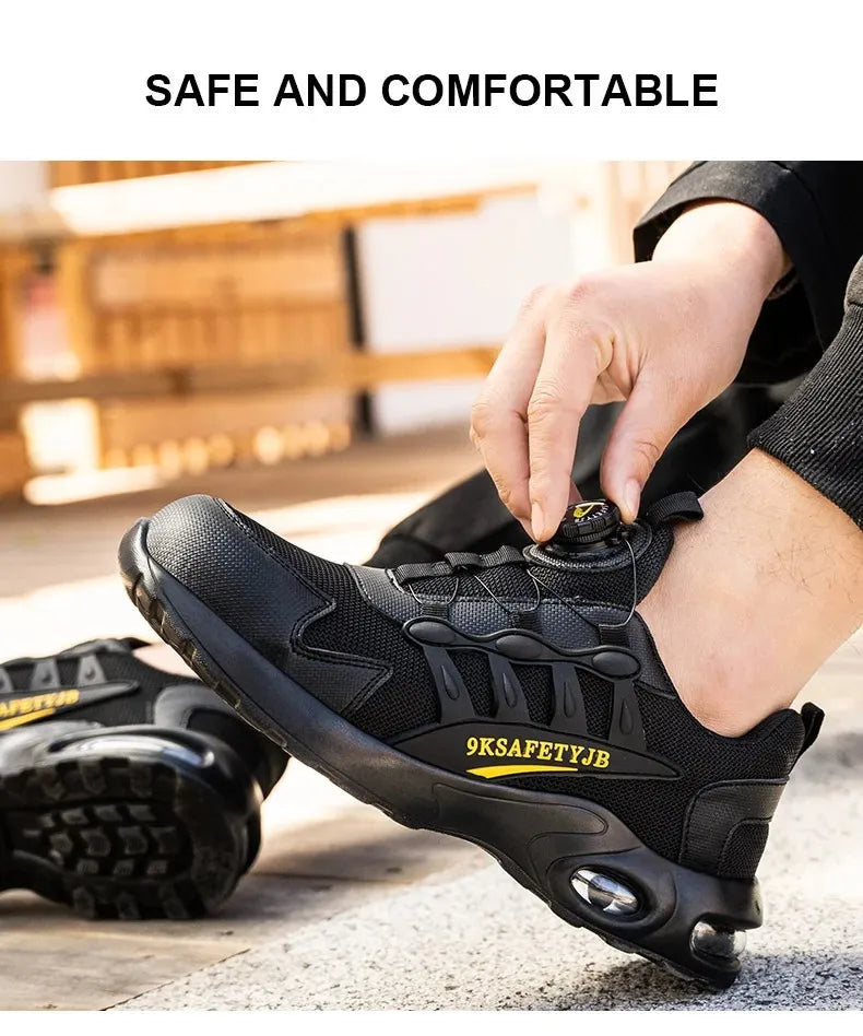 YIZHONCO Autumn Safety Shoes BOA Men Sneakers Steel Toe Cap Shoe Work Shoes Puncture-Proof Work Safety Shoes Boots