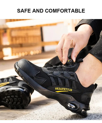 YIZHONCO Autumn Safety Shoes BOA Men Sneakers Steel Toe Cap Shoe Work Shoes Puncture-Proof Work Safety Shoes Boots