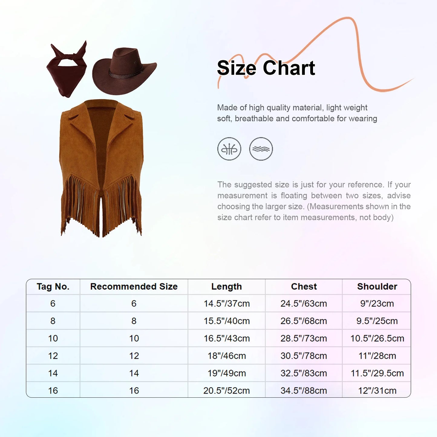 Costume de cosplay Western Cowboy Cowgirl pour enfants, glands en fibre de daim, chapeau glacé, ensemble bandana, habillage de fête à thème Halloween