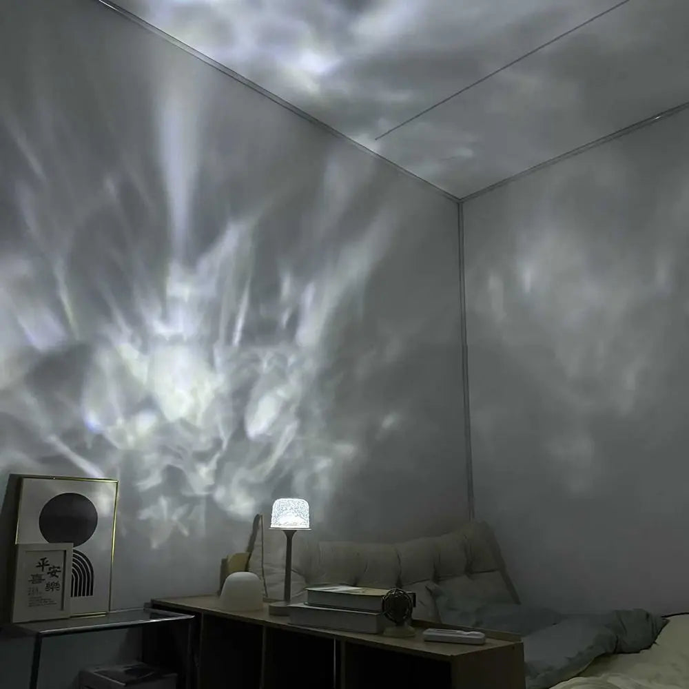 High Footed LED Atmosphere Desk Lamp Water Ripple Touch/Remote Control Projection Night Light Non-slip Bottom Romantic