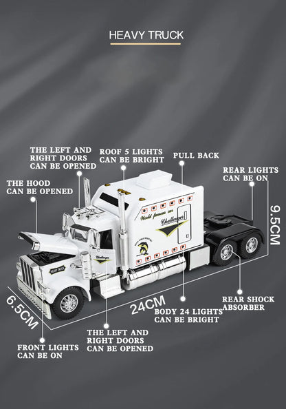 1/24 American Tractor Peterbilt 389 Alloy Simulation Diecast Model Car Collection Christmas Gifts Sound & Light Toys For Kids