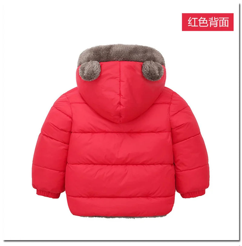 -30℃ Winter Lamb Wool Jackets Baby Girls Plus Velvet Thick Coats Children Hooded Cold Weather Outwear Boys Cotton Clothes 1-6Y