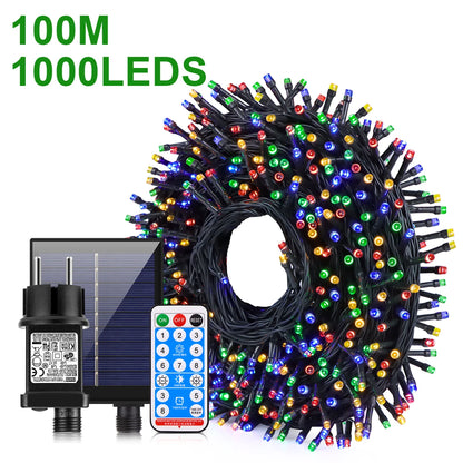 Energy Saving LED Outdoor Garden String Lights 10M 20M 30M 50M 100M Solar/EU/US Plug Charging LED Christmas Lawn Luminous Lamp