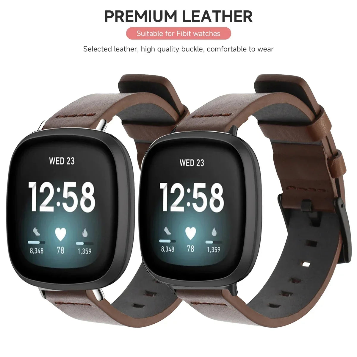 Strap For Fitbit Versa 2 Lite Leather Band SmartWatch Bracelet For Fitbit Versa3 4 Sense Correa Watchband Pin Buckle Accessories