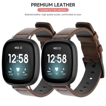 Strap For Fitbit Versa 2 Lite Leather Band SmartWatch Bracelet For Fitbit Versa3 4 Sense Correa Watchband Pin Buckle Accessories