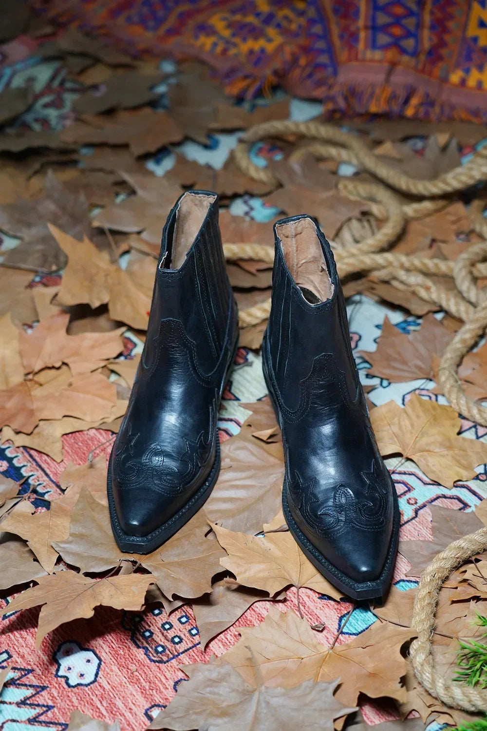 New Men's Boot Handmade Wedge Ankle Boots for Men Western Cowboy Boots Unisex Men's Leather Shoes Hard-Wearing