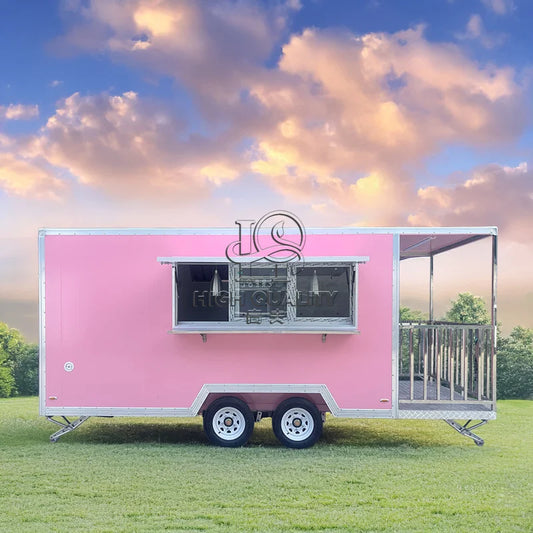 Pink Trailer for Sale New Food Truck Mobile Fast Food Cart Outdoor Kitchen Ice Cream Pizza Trailer Usa Standard