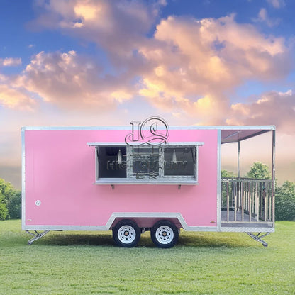 Pink Trailer for Sale New Food Truck Mobile Fast Food Cart Outdoor Kitchen Ice Cream Pizza Trailer Usa Standard