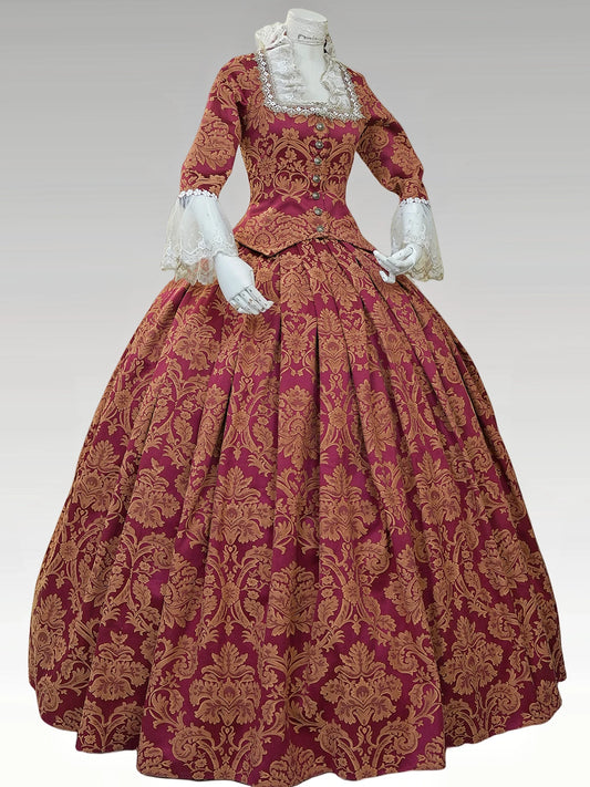 Robe de Bal Baroque - Robe Princesse Historique - Robe Versailles - Style Marie-Antoinette en satin géorgien pour adulte, robe de soirée victorienne pour femme