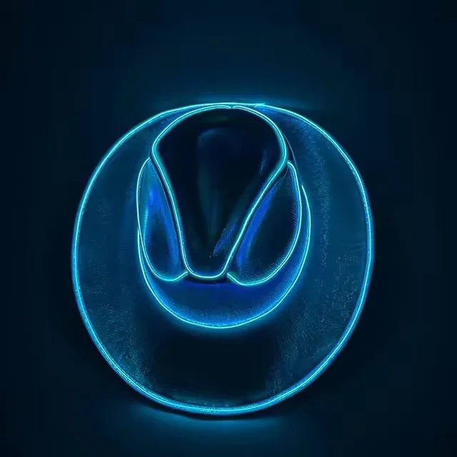 Lights Cowboy Cowgirl Hat with LED Light Up Cap Luminous Western Cowboy Hat Pearlescent Cowgirl Hat for Dancing Party Dress Up