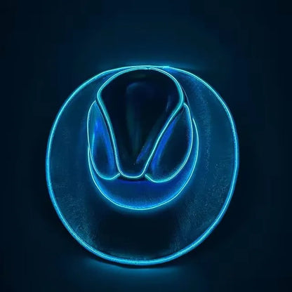 Lights Cowboy Cowgirl Hat with LED Light Up Cap Luminous Western Cowboy Hat Pearlescent Cowgirl Hat for Dancing Party Dress Up
