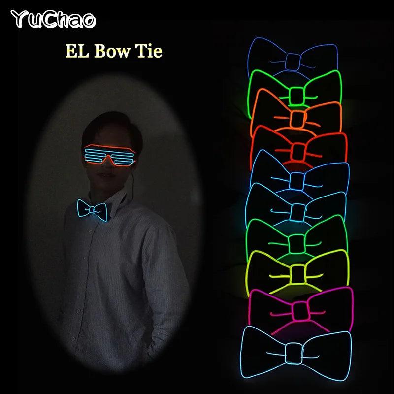 Newest LED Luminous Bow Tie For Man Christmas Wedding Light Bow Tie Festival Party Supplies Fluorescent Party Props