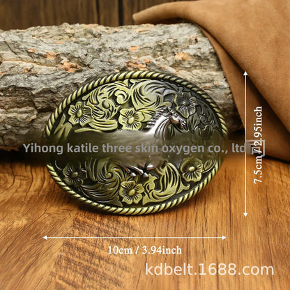 Ceinture ajustable en cuir style cowboy western, style punk, estampage en alliage, boucle de ceinture rétro américaine pour homme, accessoire de mode