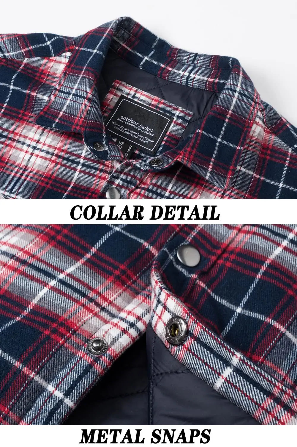 TACVASEN Veste d'hiver en coton à carreaux pour homme, manches longues, matelassée, doublée, en flanelle, multi-poches, vêtements d'extérieur, manteaux de randonnée