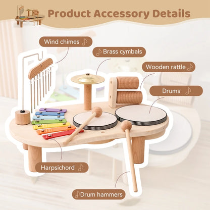 Baby Educational Toys Wooden Aeolian Bells Montessori Children's Musical Toys Xylophone Newborn Birthday Gifts Music Table Toys