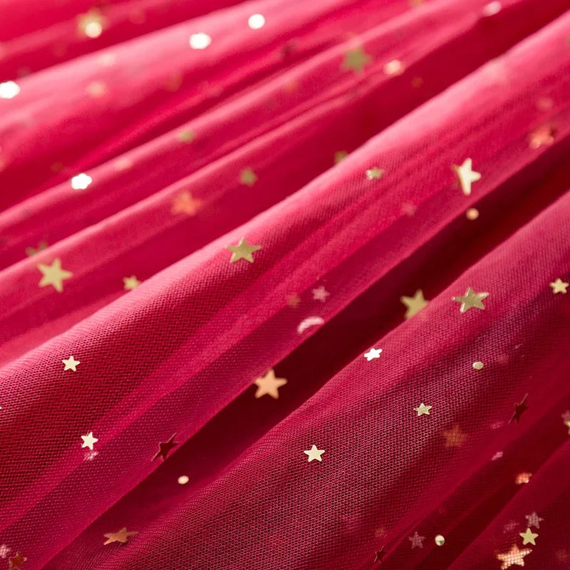 Green Christmas Dress for Kids Girls Autumn Long Sleeves Princess Dresses Children Winter Birthday Party New Year Costume 3-8Yrs