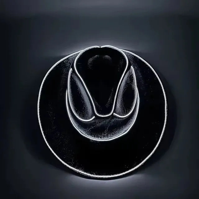Lights Cowboy Cowgirl Hat with LED Light Up Cap Luminous Western Cowboy Hat Pearlescent Cowgirl Hat for Dancing Party Dress Up