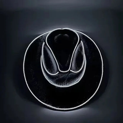 Lights Cowboy Cowgirl Hat with LED Light Up Cap Luminous Western Cowboy Hat Pearlescent Cowgirl Hat for Dancing Party Dress Up