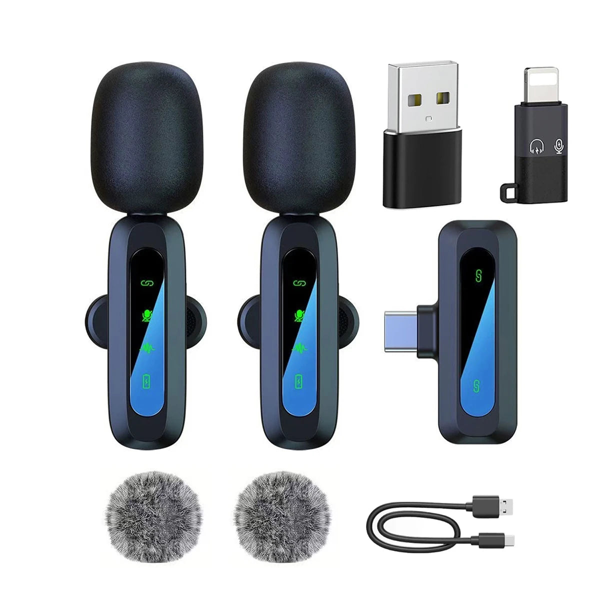 Microphone Lavalier sans fil pour iPhone Android PC enregistrement Audio vidéo suppression du bruit micros à clipser pour Tiktok en direct YouTube