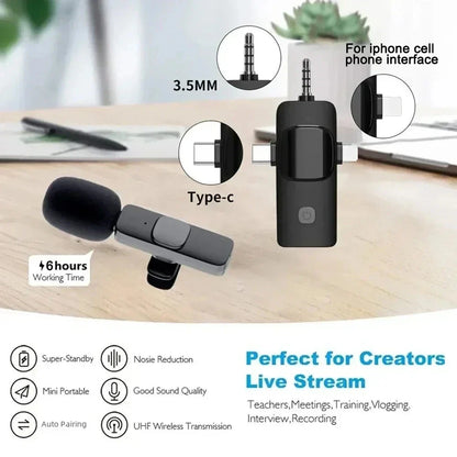 Lavalier Professional Dual Wireless Lapel Microphone Mic For iPhone Android Phone Mobile Cell PC Tie Buttonhole Micro Microphon