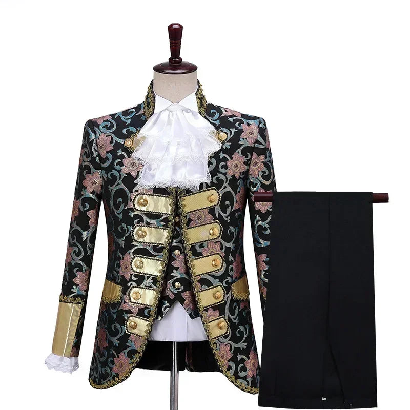 Costume victorien de luxe médiéval pour hommes, roi, prince, veste en émail, manteau, blazer imbibé, thé