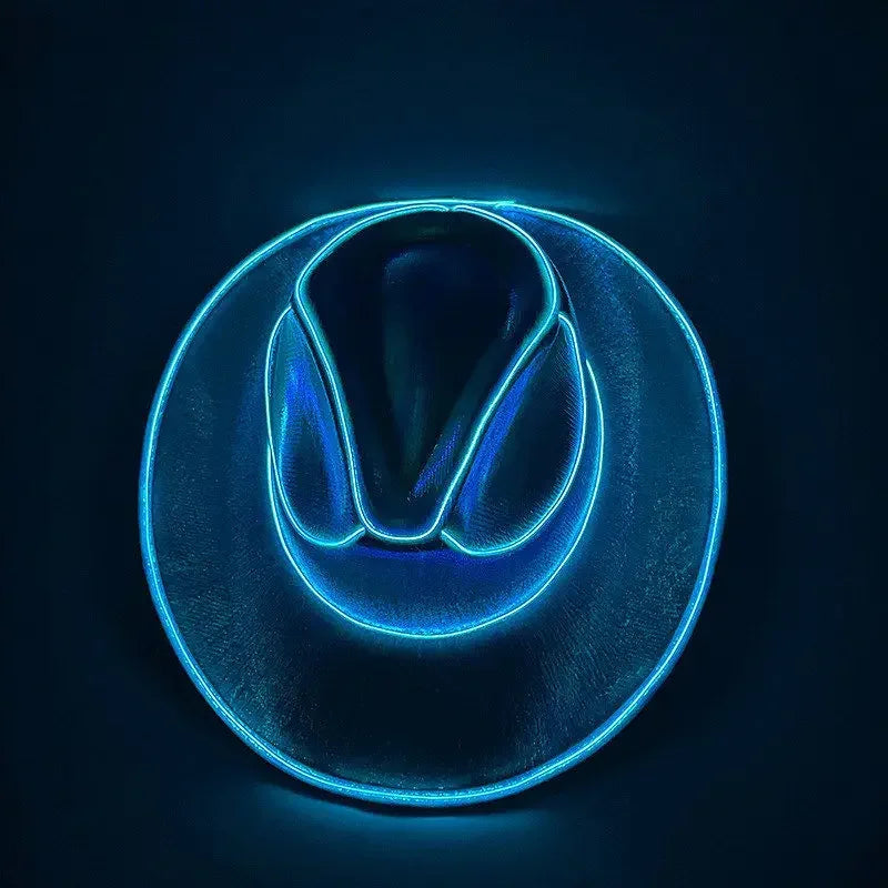 Glowing Light Bar Cap Wireless Disco Luminous Led Flashing Neon Western Cowboy Hat Bachelorette Party Supplies Bride Cowgirl Hat