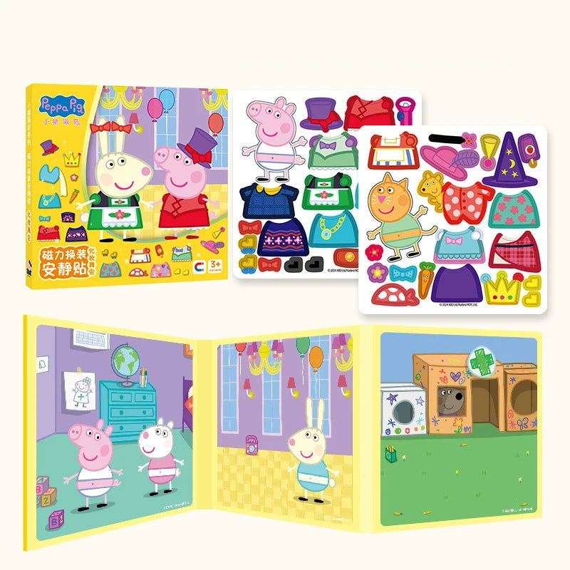 New Peppa Pig Page Dress up Magnetic Stickers Puzzle Magnetic DIY Dress up Stickers Pull up Toys Children's Christmas Gifts