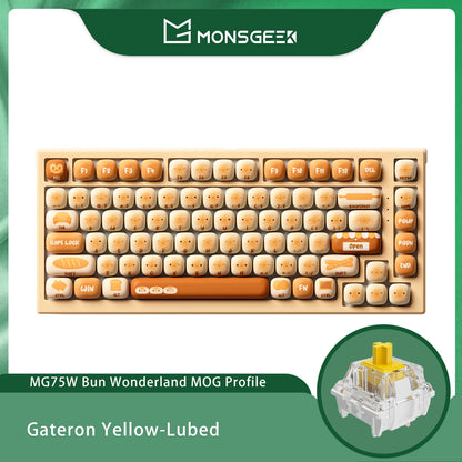 Akko MonsGeek MG75W Bun Wonderland Mechanical Keyboard 75% 83 Keys Hot Swap USB Type-C/2.4G Wireless Dual-mode Gaming Keyboard
