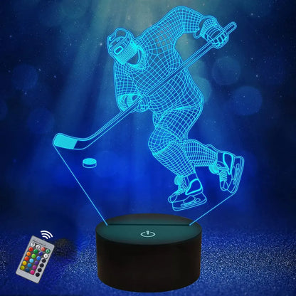 Nighdn Hockey Night Light 3D Illusion Lamp for Boys Room Decor Bedside Table Lamps for Kids Sport Fans Birthday Christmas Gifts