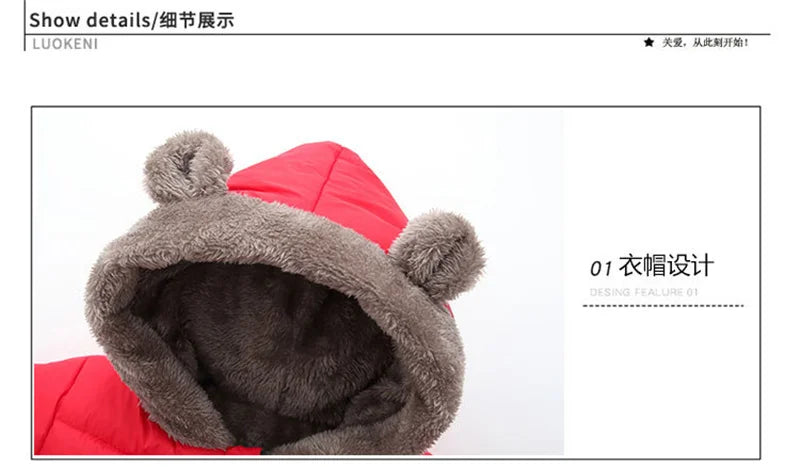 -30℃ Winter Lamb Wool Jackets Baby Girls Plus Velvet Thick Coats Children Hooded Cold Weather Outwear Boys Cotton Clothes 1-6Y