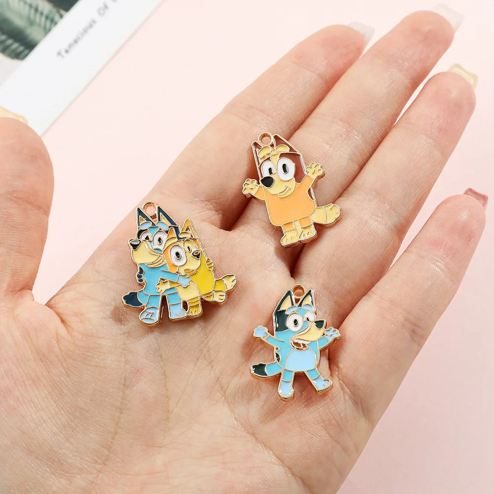 Bluey family  Animated Accessories Bingo Chili Diy Alloy Pendant Accessories Cartoon Character Backpack Pendant Keychain Pendant