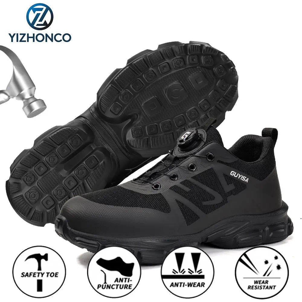 YIZHONCO Autumn Safety Shoes BOA Men Sneakers Steel Toe Cap Shoe Work Shoes Puncture-Proof Work Safety Shoes Boots