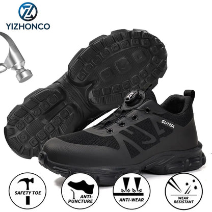 YIZHONCO Autumn Safety Shoes BOA Men Sneakers Steel Toe Cap Shoe Work Shoes Puncture-Proof Work Safety Shoes Boots