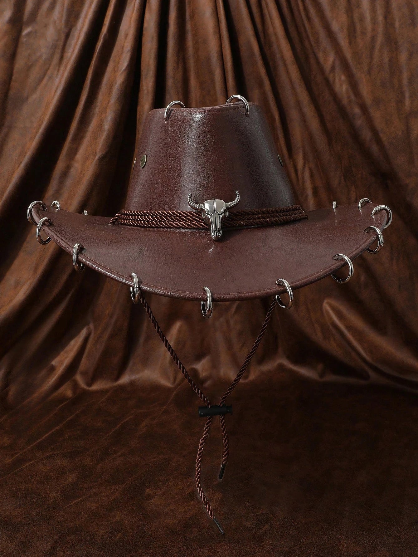HongLuan – chapeau de Cowboy noir réglable en cuir PU pour hommes et femmes, mode occidentale de voyage, Cowgirl avec Badge Bullhead, chapeaux d'extérieur pour femmes