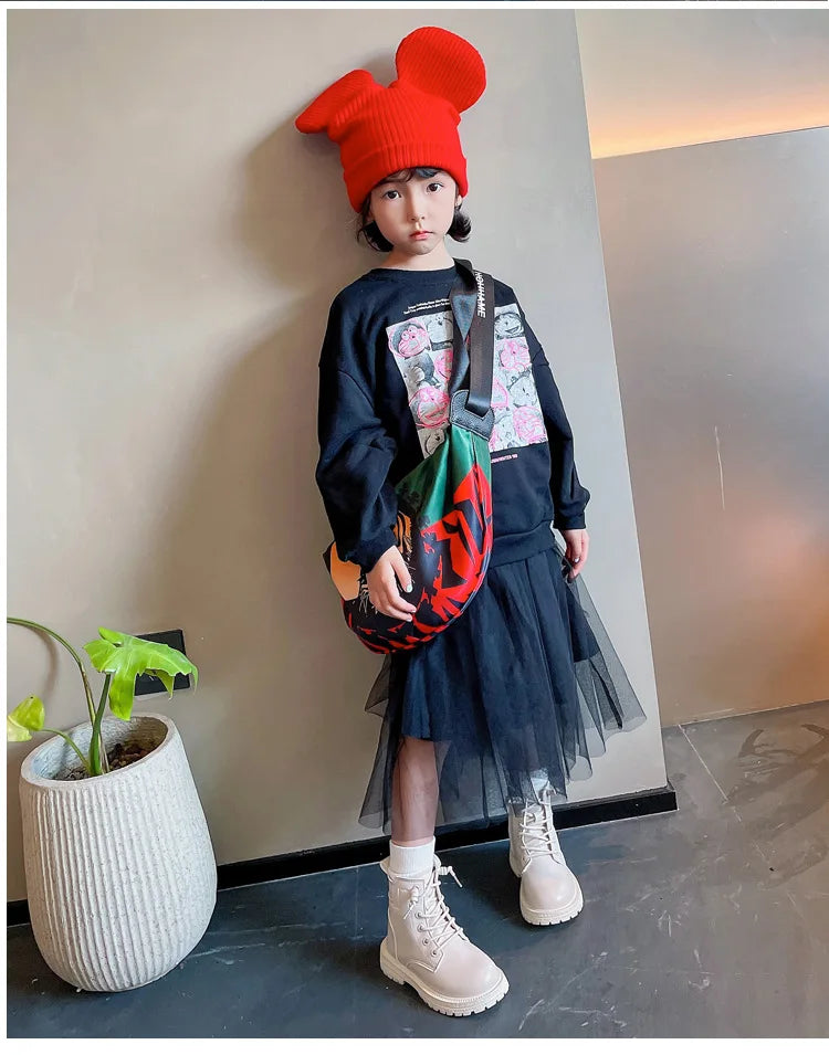 Kids Leather Chelsea Boots Waterproof Non-slip Autumn Winter Plush Warm Snow Boots Children Casual Sneakers Fashion Shoes Girls