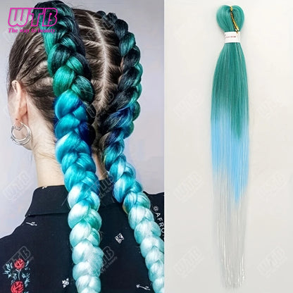 Postiche synthétique ombré arc-en-ciel de 66 cm, couleurs mélangées, long et lisse, tresses jumbo au crochet pour femmes