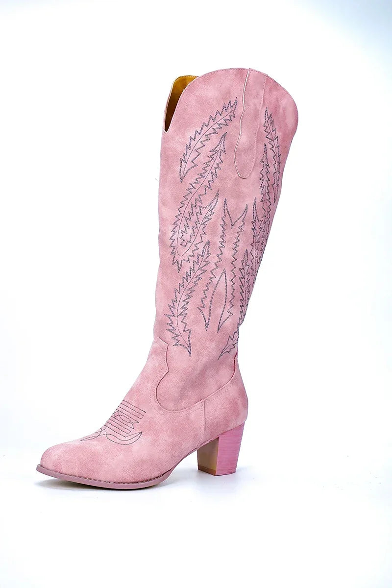Bottes de printemps pour femmes, talons bas, style britannique tendance, bottines souples courtes, bottes hautes roses 2025