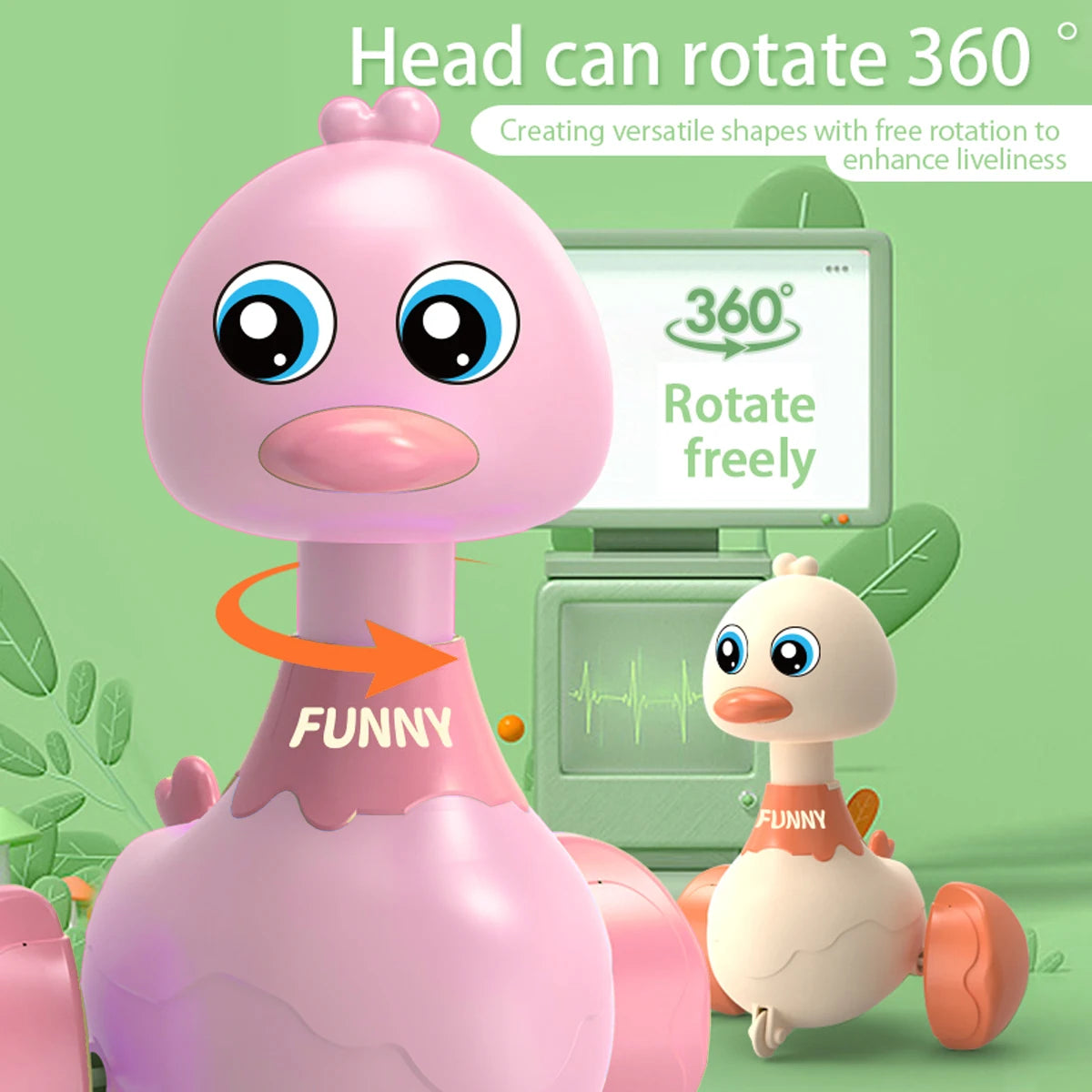 Baby Toy Swing Duck Toy Cartoon Press Vehicles Glide Animal Inertia Pull Back Cars Early Education Toys for Toddlers Boys Girls