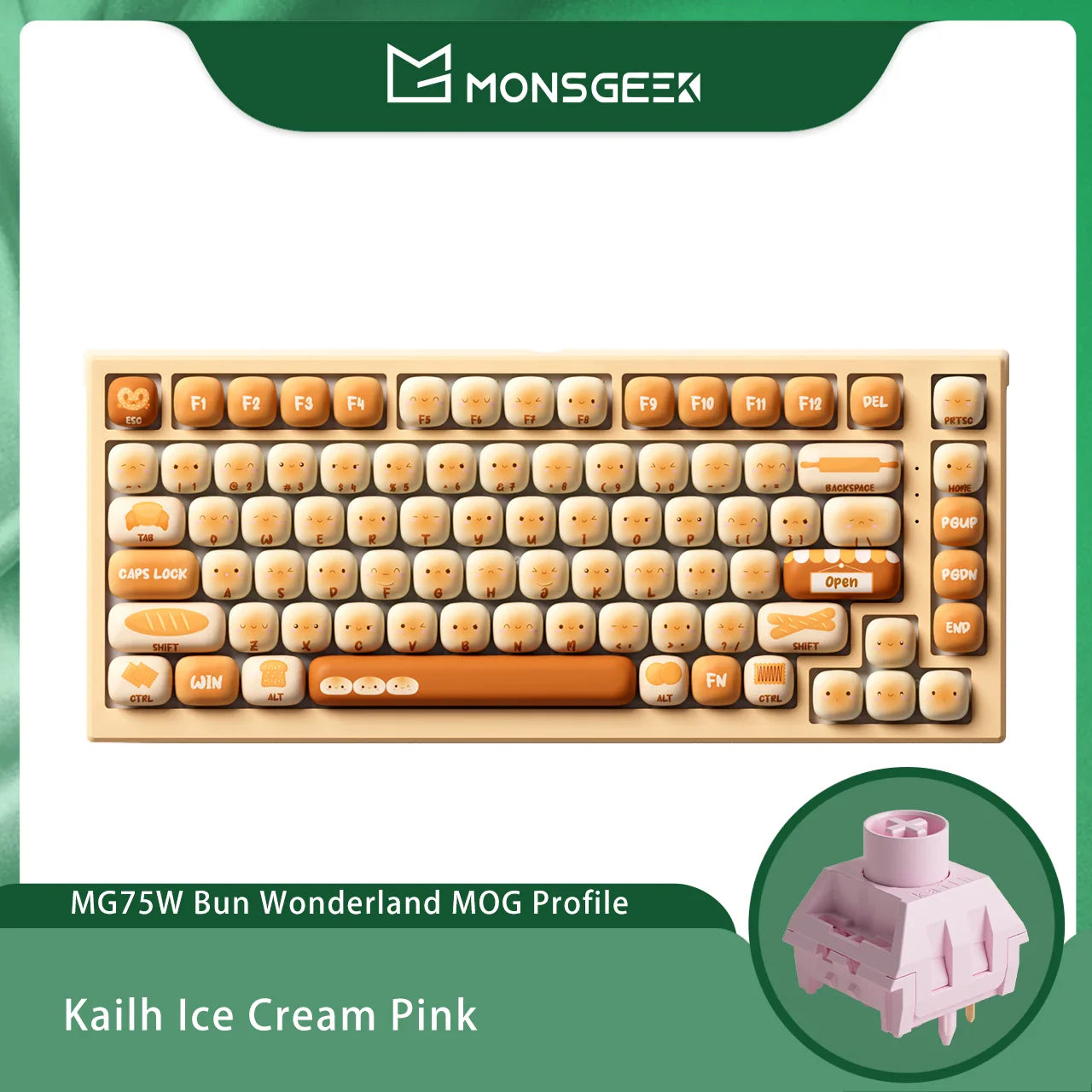Akko MonsGeek MG75W Bun Wonderland Mechanical Keyboard 75% 83 Keys Hot Swap USB Type-C/2.4G Wireless Dual-mode Gaming Keyboard